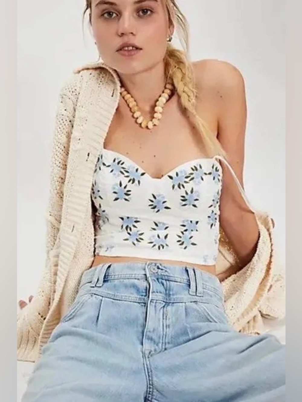 Free People Wild Flowers Embroidered Bustier